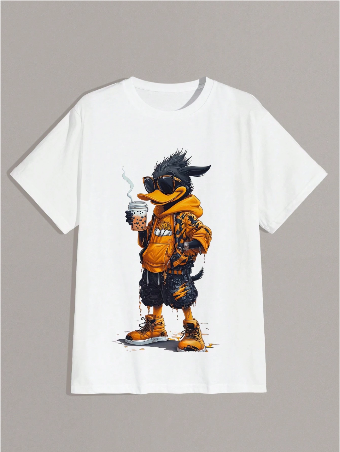 Street Life Duck Drinking Coffee T-Shirt