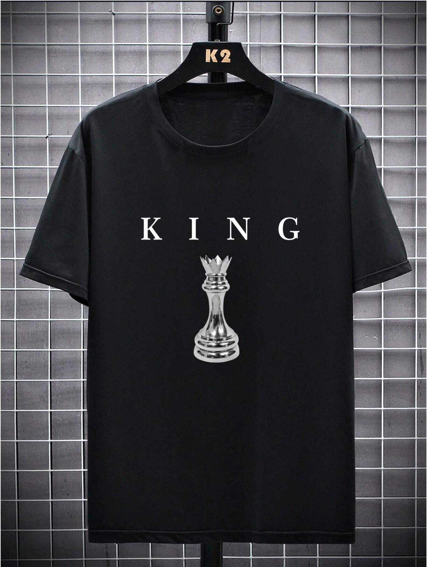 Men's Casual Chess & Letter T-Shirt