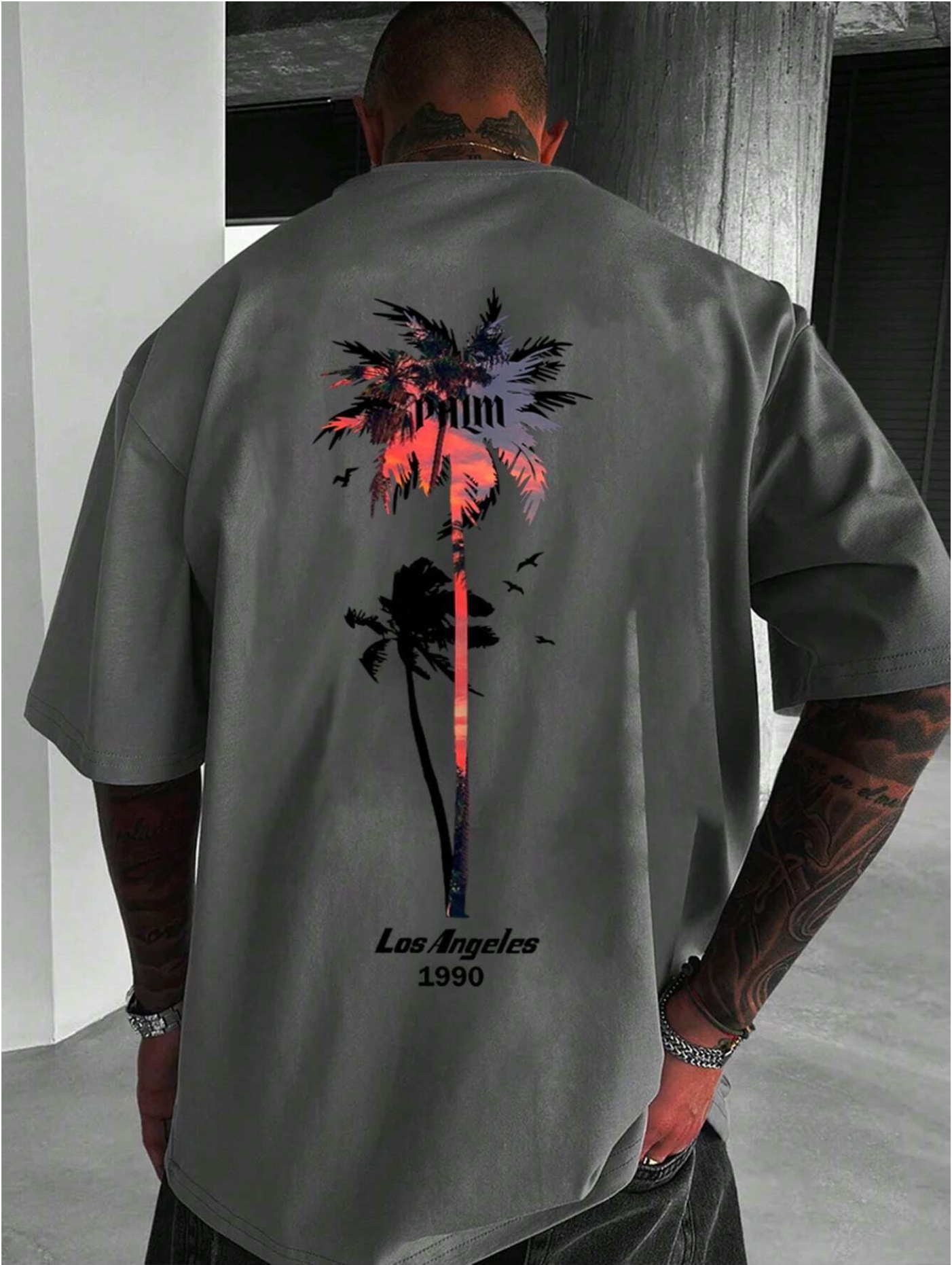 Men's Palm Tree Print T-Shirt