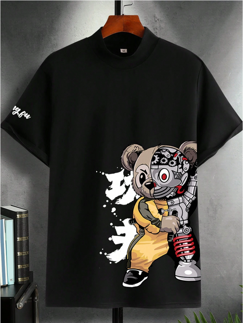 Cartoon & Letter Graphic Tee